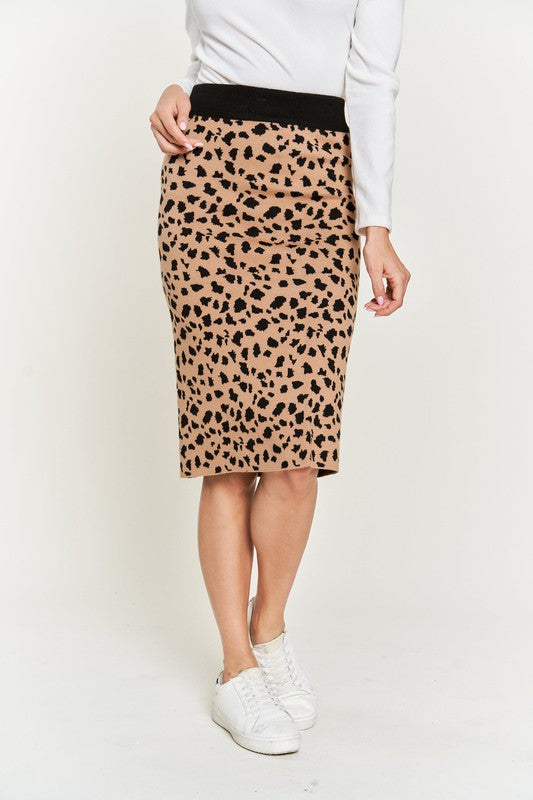 ANIMAL PRINT SWEATER SKIRTS KRS5026-2P