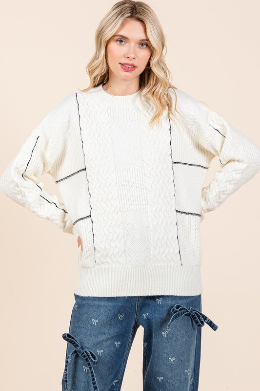 Cable Knit Long-Sleeve Sweater