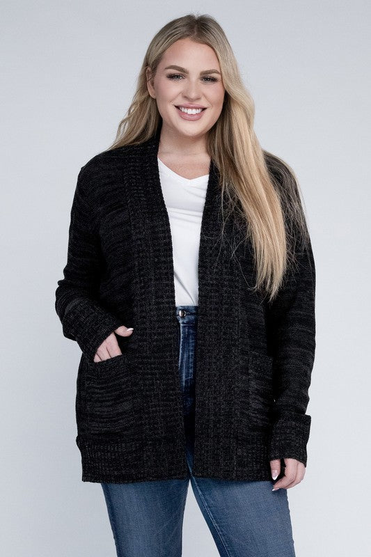 Solid Open Front Cardigan