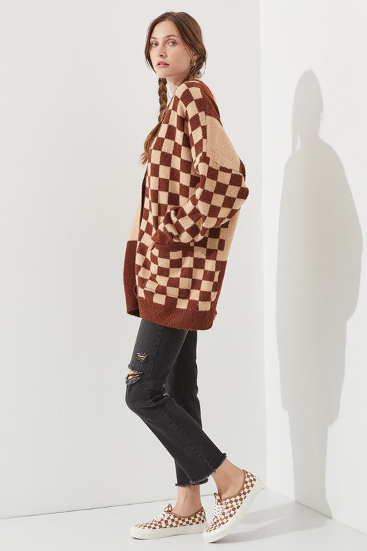 CHECKERED OVERSIZED SWEATER JJK5031